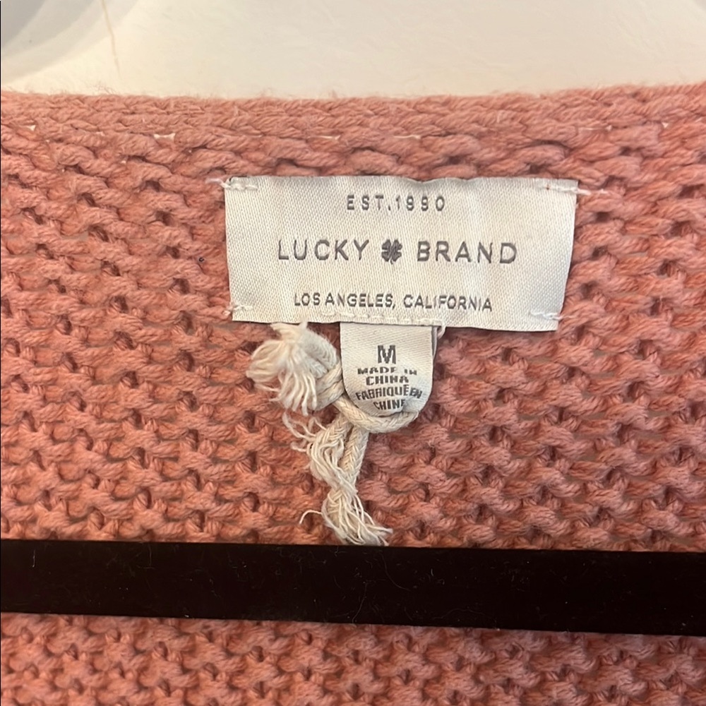 Lucky Brand Pink V-Neck Knit Sweater - Picture 2 of 5